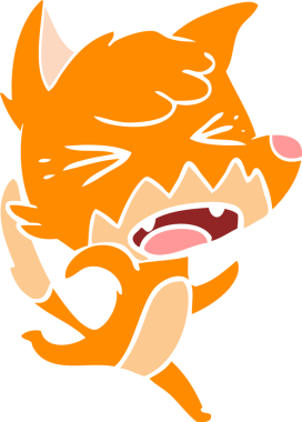 kızgın düz renkli çizgi film tilkisi bir insan tarafından çizilmiş.