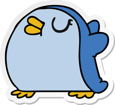 Bir insan tarafından çizilmiş serbest sticker çizgi film Şirin kawaii kırmızı robin