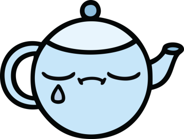 Bir insan tarafından çizilmiş üzgün bir çaydanlık çizimi.