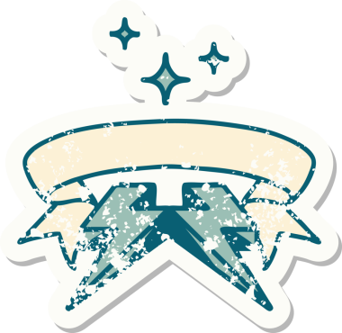 Bir insan tarafından çizilmiş yıldırımlı eski bir etiket