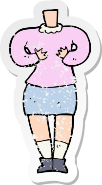 Bir insan tarafından çizilmiş bir karikatür kadın vücudunun gerilimli etiketi.