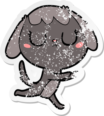 Bir insan tarafından çizilmiş şirin bir köpeğin sıkıntılı çıkartması.