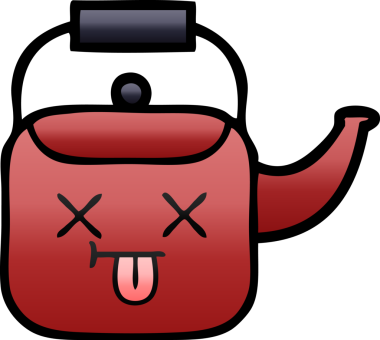 Bir insan tarafından çizilmiş gölgeli bir çaydanlık karikatürü