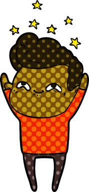 Bir insan tarafından çizilmiş heyecanlı bir çizgi film.