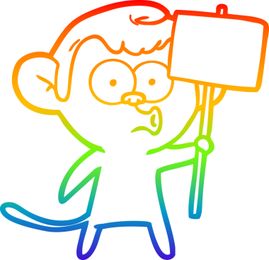 gökkuşağı gradyan çizgi çizimi bir insan tarafından çizilmiş öten maymun