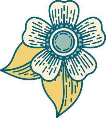 Bir insan tarafından çizilmiş bir çiçeğin ikonik dövme şekli