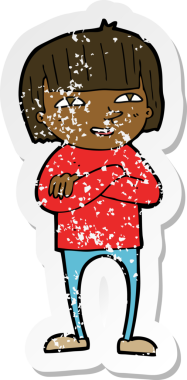 Bir insan tarafından çizilmiş mutlu bir çizgi filmin gerilimli çıkartması.