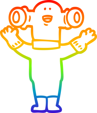 Gökkuşağı gradyan çizgisi, bir insan tarafından çizilen uzaylı çizgi filminin çizimi.