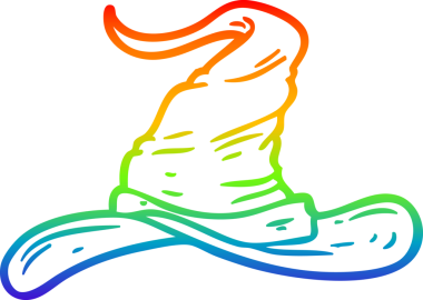 gökkuşağı gradyan çizgi çizimi bir insan tarafından çizilmiş bir çizgi büyücü şapkası