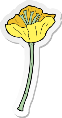 Bir insan tarafından çizilmiş karikatür çiçeğinin çıkartması.