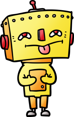 Bir insan tarafından çizilmiş çizgi film robotu