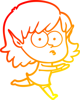 Bir insan tarafından çizilmiş, çizgi film karakteri bir elf kızı çizimi.