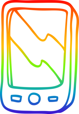 gökkuşağı gradyan çizgi çizimi bir insan tarafından çizilmiş cep telefonu