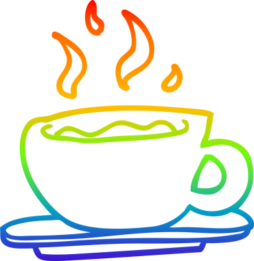 gökkuşağı gradyan çizgi çizimi bir insan tarafından çizilmiş bir kahve fincanı