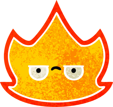 Bir insanın çizdiği ateşin retro illüstrasyon tarzı karikatürü