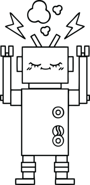 Bir insan tarafından çizilmiş dans eden bir robot çizimi