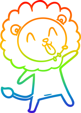 gökkuşağı gradyanı çizimi bir insan tarafından çizilmiş mutlu bir karikatür aslanı