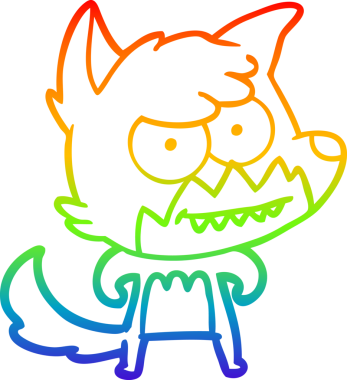 Bir insan tarafından çizilmiş sırıtan tilki çizgi çizimi.