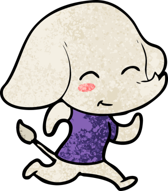 Bir insan tarafından çizilmiş şirin bir fil.