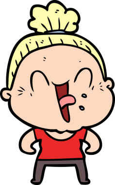 Bir insan tarafından çizilmiş mutlu yaşlı kadın çizgi filmi.