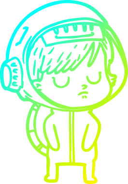 Bir insan tarafından çizilmiş soğuk gradyan çizgili astronot kadın çizimi.