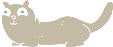 Bir insan tarafından çizilmiş kedinin düz renk çizimi