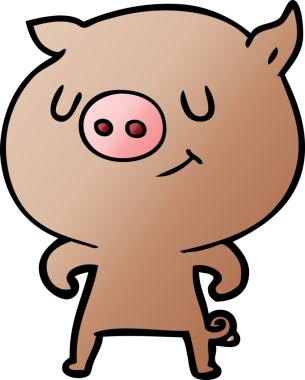 Bir insan tarafından çizilmiş mutlu çizgi film domuzu.