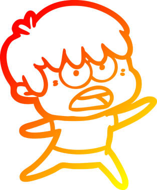 Bir insan tarafından çizilmiş endişeli bir çizgi film çocuğu çizimi.