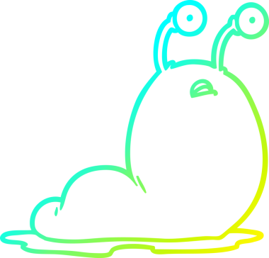 Bir insan tarafından çizilmiş bir çizgi film sümüklü böceğinin soğuk eğik çizgisi.