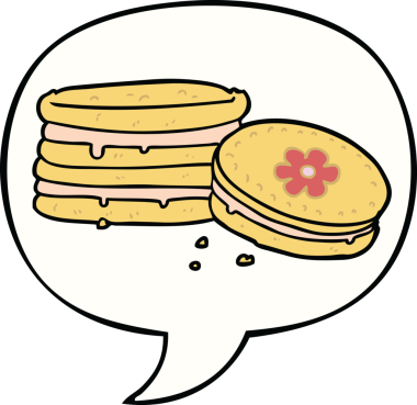 Bir insan tarafından çizilmiş konuşma balonlu bisküvi.