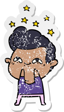 Bir insan tarafından çizilmiş heyecanlı bir karikatür çıkartması.