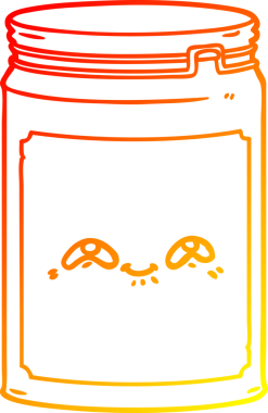 Bir insan tarafından çizilmiş karikatür cam kavanozunun sıcak çizgi çizimi