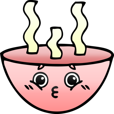 Bir insan tarafından çizilmiş sıcak çorbanın gölgeli karikatürü.