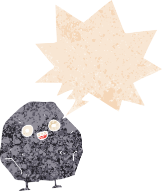 Bir insan tarafından çizilmiş, grunge 'de konuşma baloncuğu olan karikatür rock' ı.