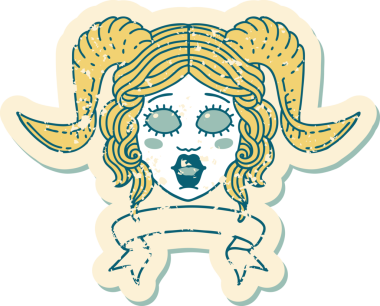 Retro Dövme Biçimi karakter yüzünü bir insan tarafından çizilmiş parşömen pankartıyla düzenliyor