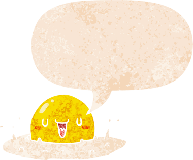 Bir insan tarafından çizilmiş grunge dertli retro tarzı konuşma baloncuklu çizgi film yumurtası