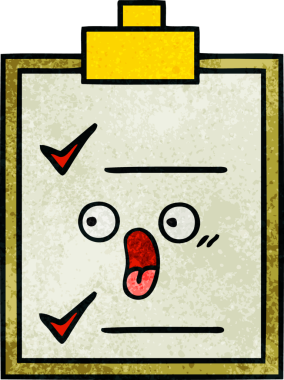 Bir insan tarafından çizilmiş kontrol listesinin retro grunge desen karikatürü