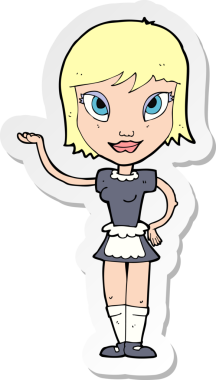 Bir insan tarafından çizilmiş çizgi film hizmetçisinin çıkartması.