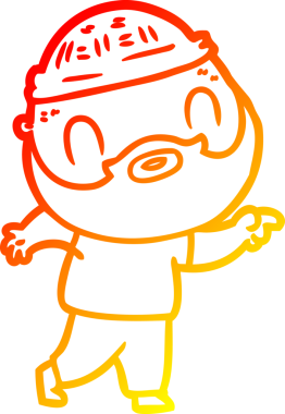 Bir insan tarafından çizilmiş sakallı bir adamın sıcak çizgi çizimi.