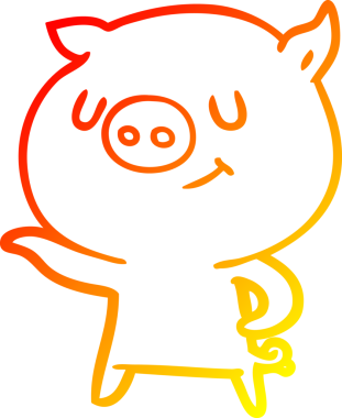 Bir insan tarafından çizilmiş mutlu çizgi film domuzu çizimi.