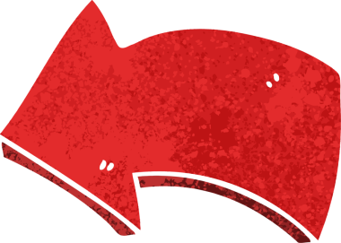 Bir insan tarafından çizilmiş retro illüstrasyon tarzı tuhaf çizgi film oku