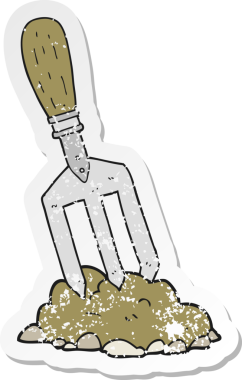 Bir insan tarafından çizilmiş bir bahçe çatalının gerilimli yapıştırması.