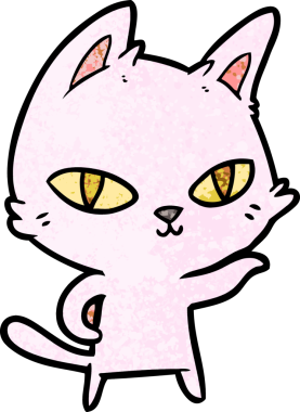 Bir insan tarafından çizilmiş çizgi film kedisi.