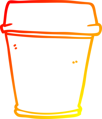 Bir çizgi filmin sıcak gradyan çizimi bir insanın çizdiği kahveyi dışarı çıkarır.