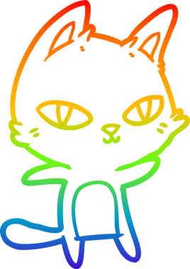 Gökkuşağı gradyan çizgi çizimi Bir insan tarafından çizilen çizgi film kedisi