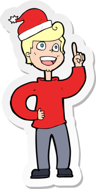 Bir insan tarafından çizilmiş Noel 'e hazır bir karikatürcünün çıkartması.