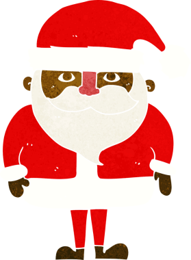 Bir insan tarafından çizilmiş mutlu noel baba çizgi filmi.