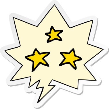 Bir insan tarafından çizilmiş konuşma balonu çıkartmalı çizgi film yıldızları.