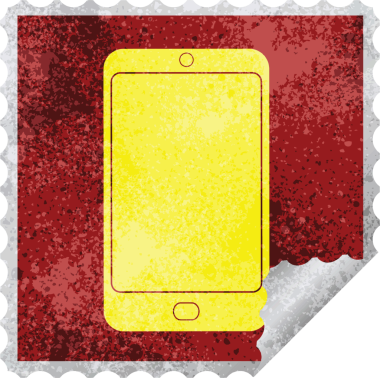 bir insan tarafından çizilmiş cep telefonu grafik kare soyma etiketi