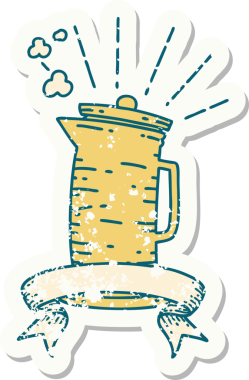 Bir insan tarafından çizilmiş dövme stili kahve sürahisi.